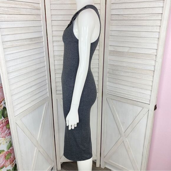 Express Y2K Beaded Neck Racer Back T-shirt Midi Dress Gray Black Small - Picture 2 of 10